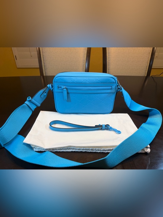 Gucci Handbags - New Authentic Gucci GG Supreme Logo Blue Leather Shoulder Bag